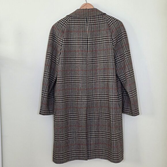 VTG Crombie Wool Coat 44 Glen Plaid LS Lined 1 Vent Buttons Union Made Classic - Picture 2 of 16